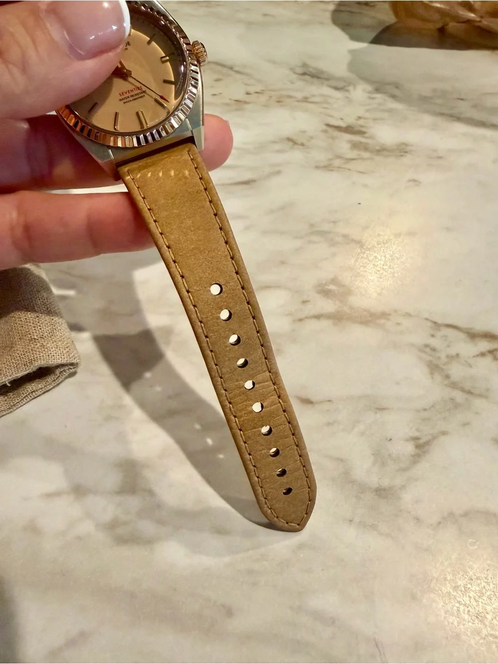 Women’s Beige/Tan Leather Strap Watch